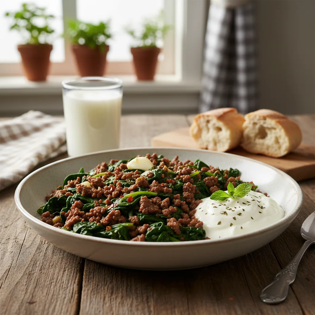 Kıymalı Ispanak Yemeği Tarifi