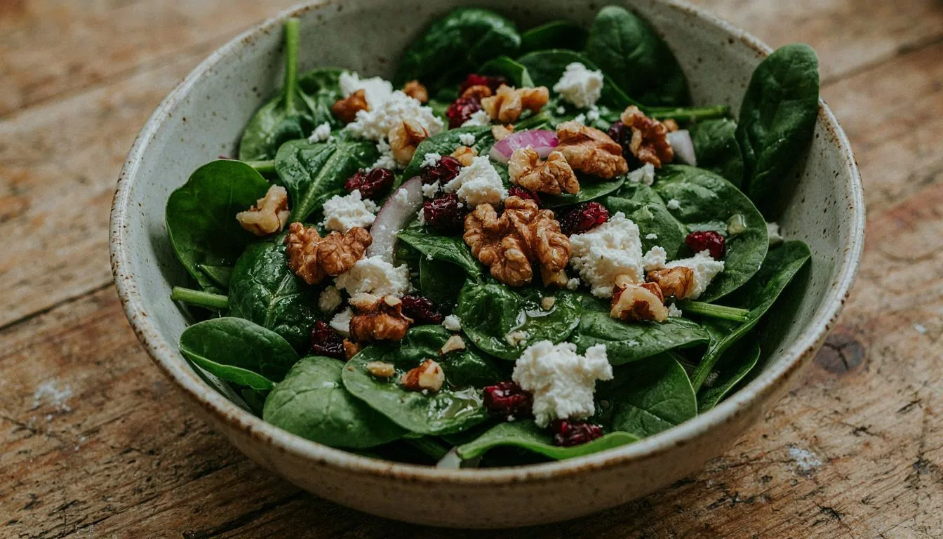 Keçi Peyniri ve Cevizli Bebek Ispanak Salatası Tarifi