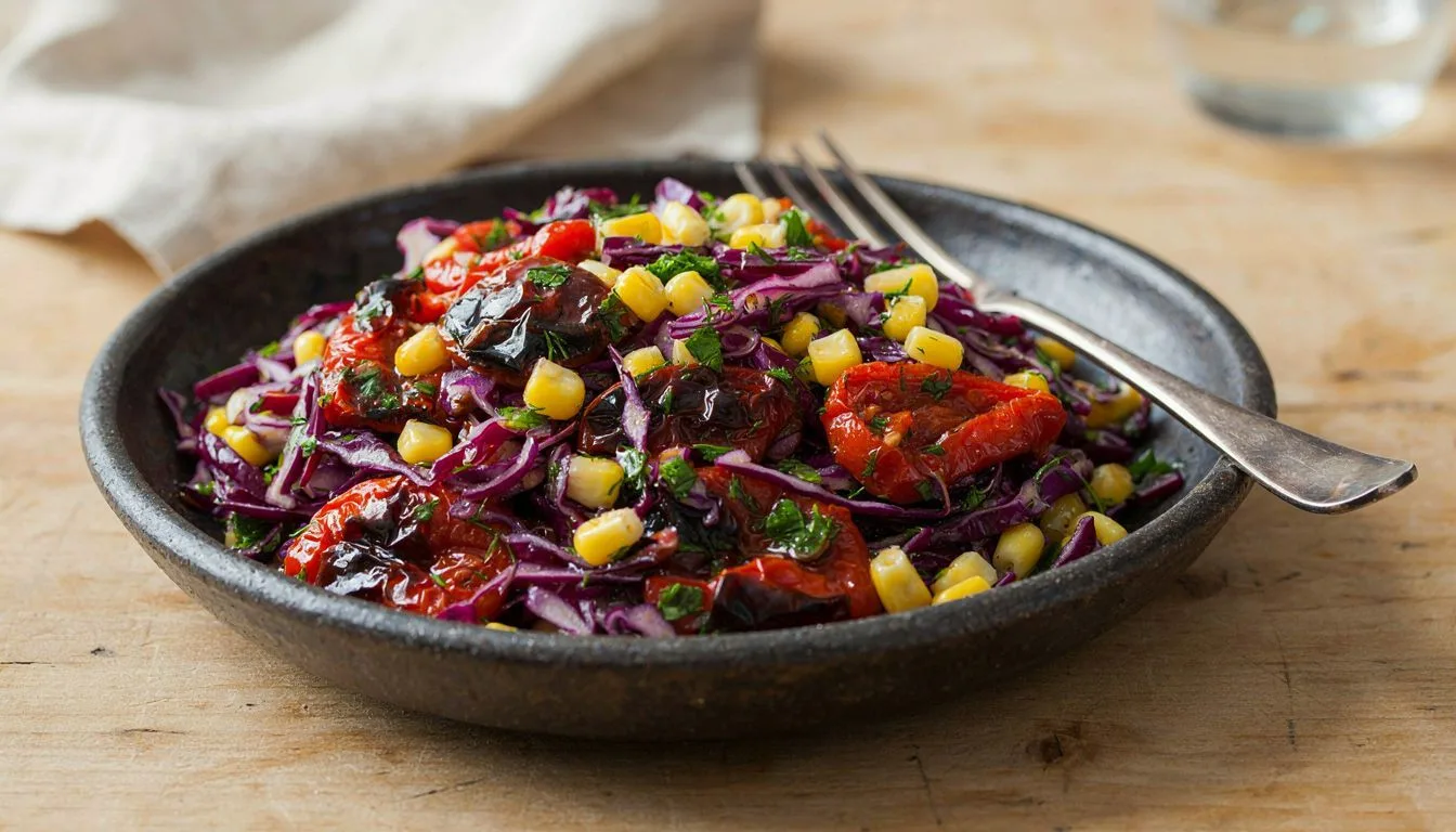 Köz Biber ve Mısırlı Kırmızı Lahana Salatası Tarifi