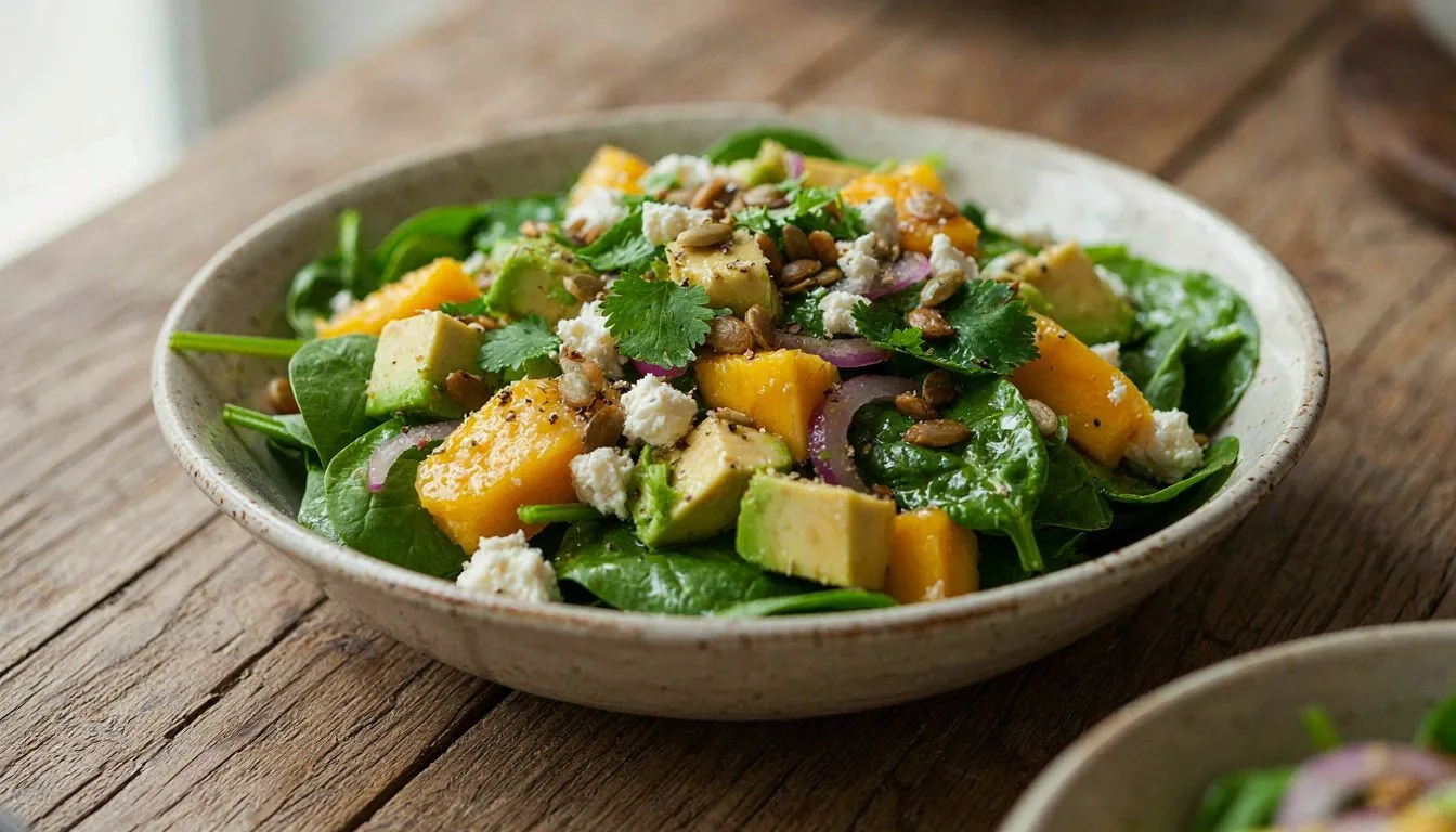 Mango ve Avokadolu Bebek Ispanak Salatası Tarifi