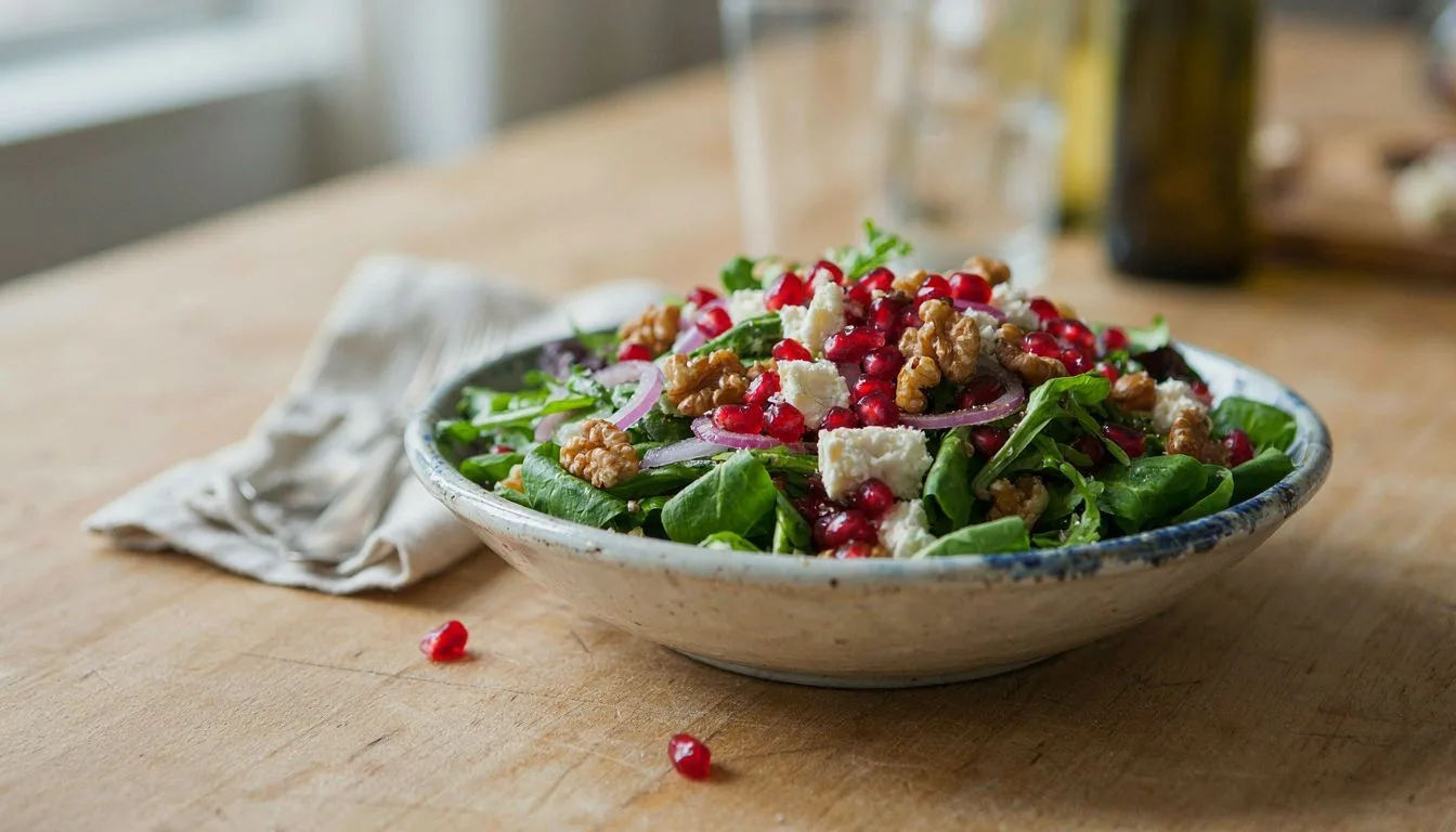 Nar ve Cevizli Akdeniz Yeşillikleri Salatası Tarifi