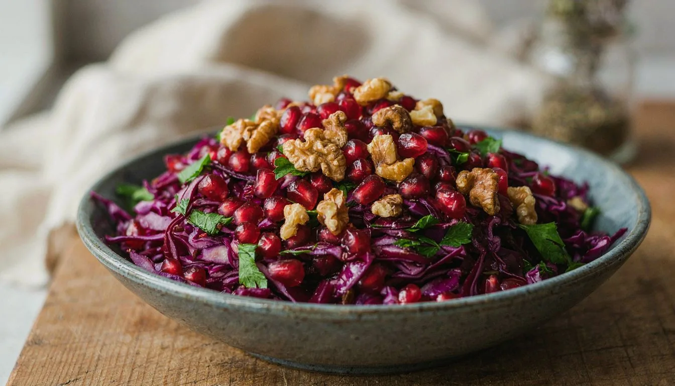 Nar ve Cevizli Kırmızı Lahana Salatası Tarifi