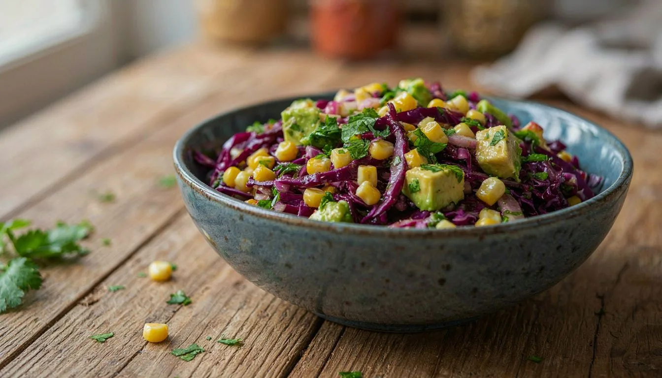 Avokado ve Mısırlı Kırmızı Lahana Salatası Tarifi