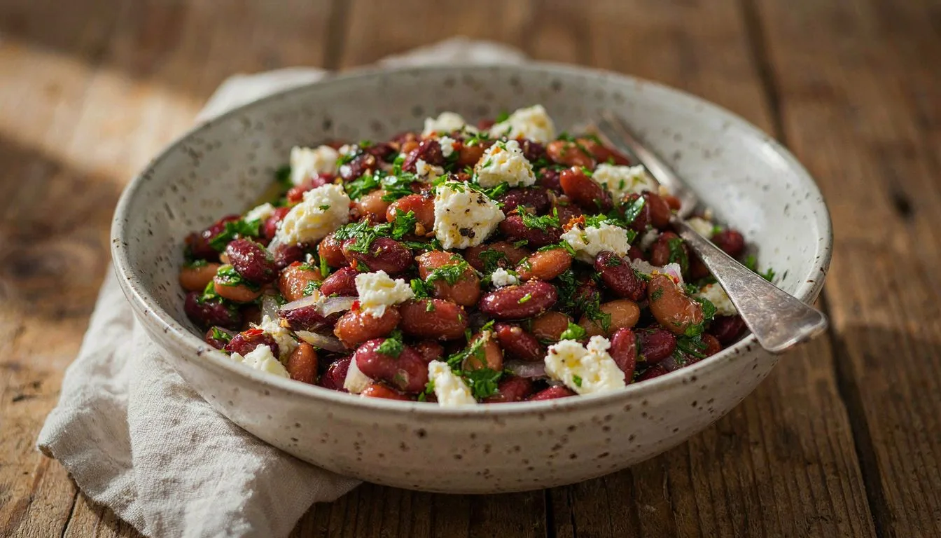 Beyaz Peynir ve Dereotlu Barbunya Salatası Tarifi