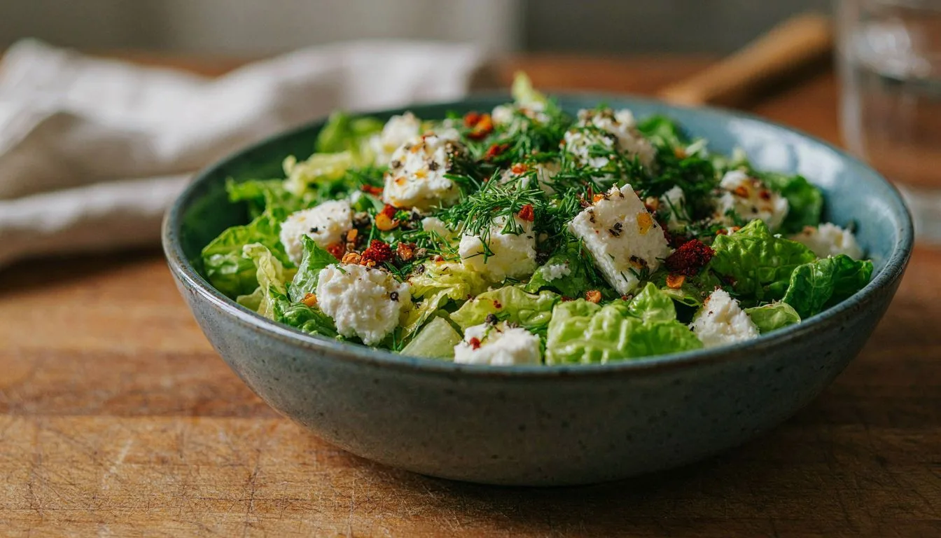Beyaz Peynir ve Dereotlu Marul Salatası Tarifi