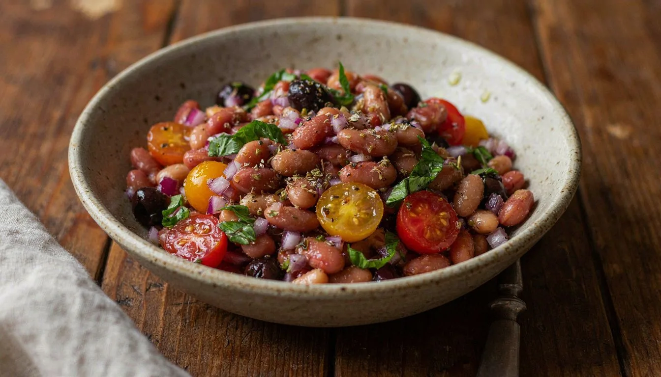 Domates ve Fesleğenli Barbunya Salatası Tarifi