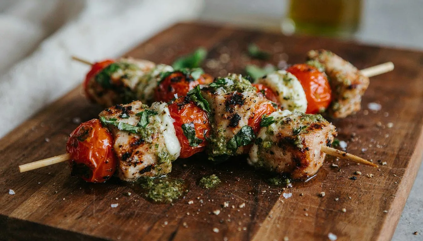 Fesleğenli Mozzarellalı Tavuk Şiş Tarifi