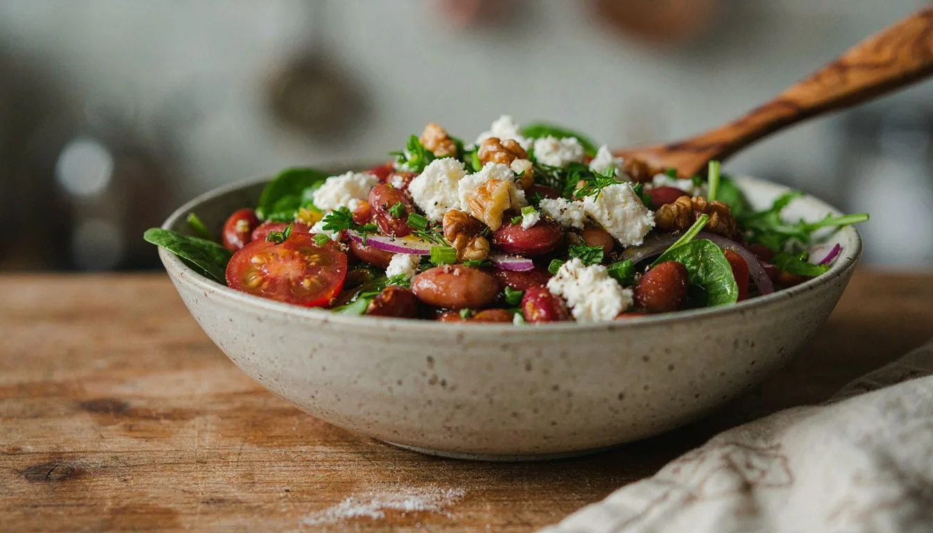 Keçi Peyniri ve Cevizli Barbunya Salatası Tarifi
