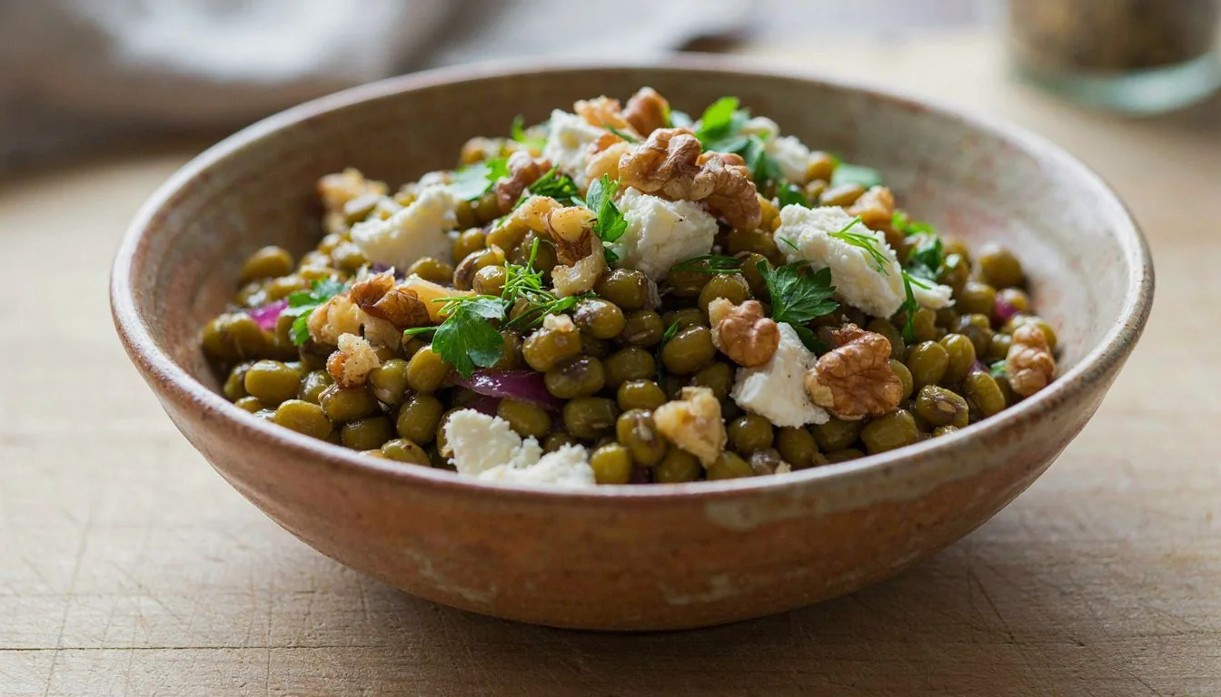 Keçi Peyniri ve Cevizli Maş Fasulyesi Salatası Tarifi