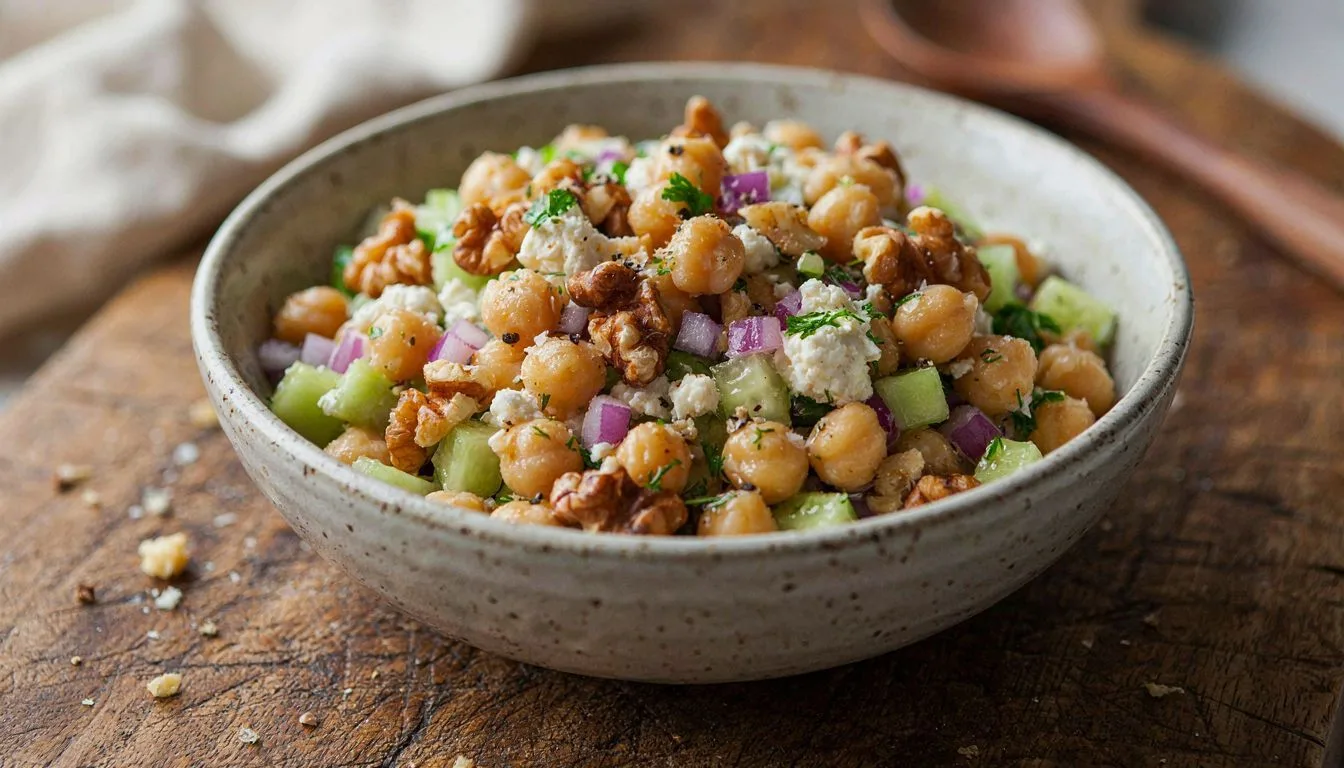 Keçi Peyniri ve Cevizli Nohut Salatası Tarifi