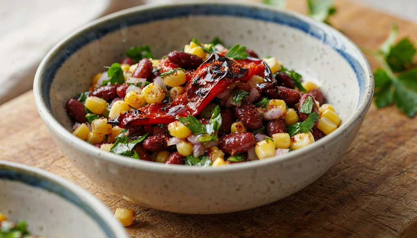 Köz Biber ve Mısırlı Barbunya Salatası Tarifi