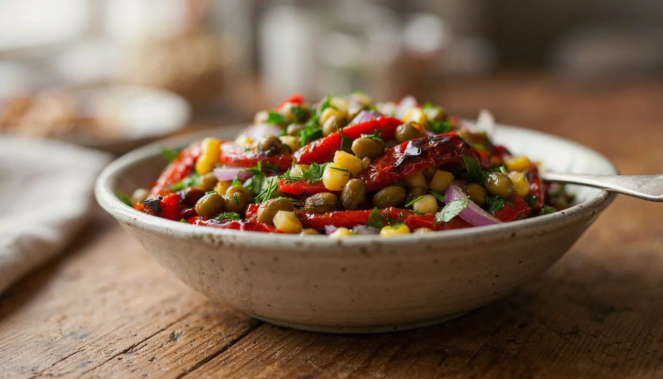 Köz Biber ve Mısırlı Maş Fasulyesi Salatası Tarifi