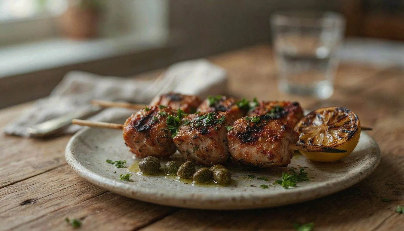 Limonlu Kaparili Tavuk Şiş Tarifi