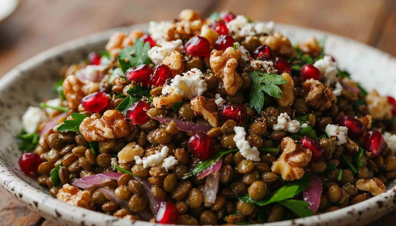 Nar ve Cevizli Yeşil Mercimek Salatası Tarifi