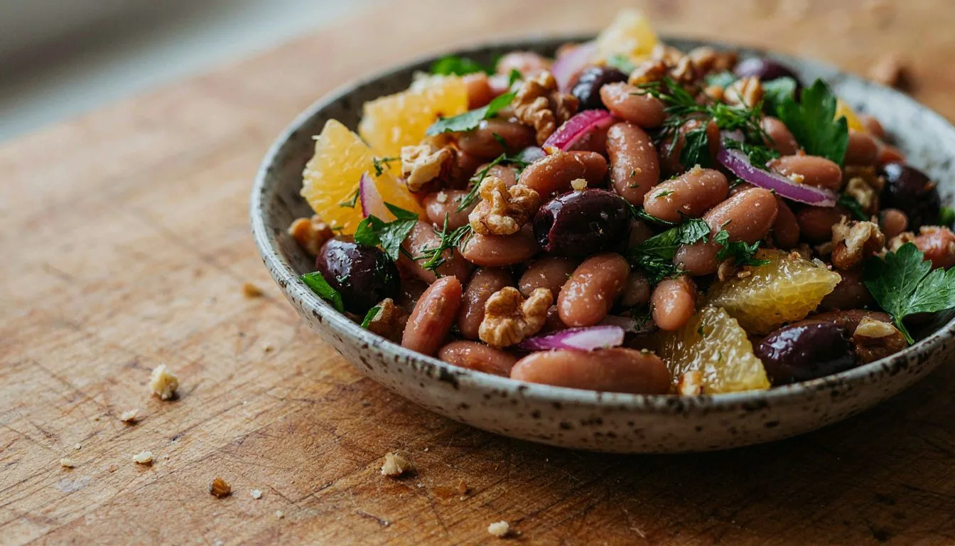 Portakal ve Zeytinli Barbunya Salatası Tarifi