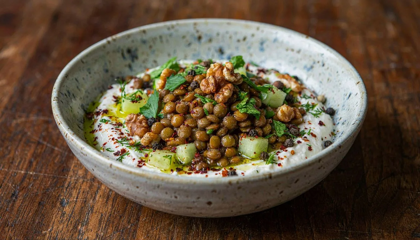 Salatalık ve Yoğurtlu Yeşil Mercimek Salatası Tarifi